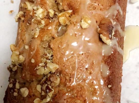The Stylish Taste Bud: BananaNut Bread / Topped With BananaCreme Drizzle And Walnuts